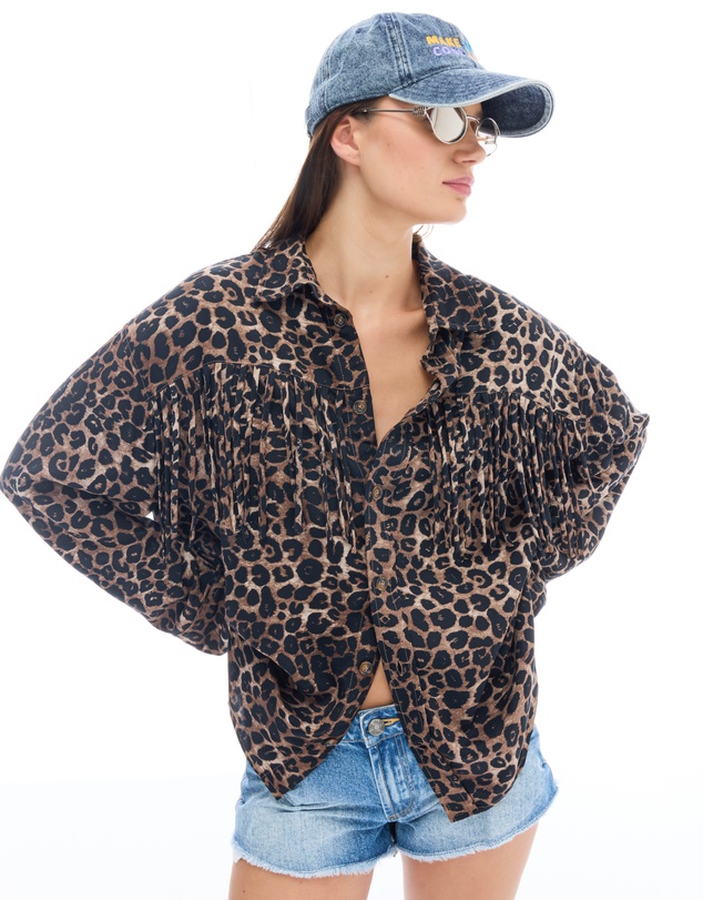 THE TALES - Ibiza Animal Fringed Long Sleeve Shirt
