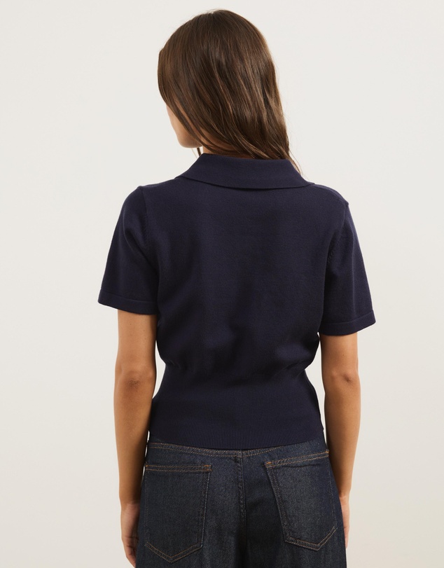 Atmos&Here - Cassie Knitted Fitted Waist Polo Top