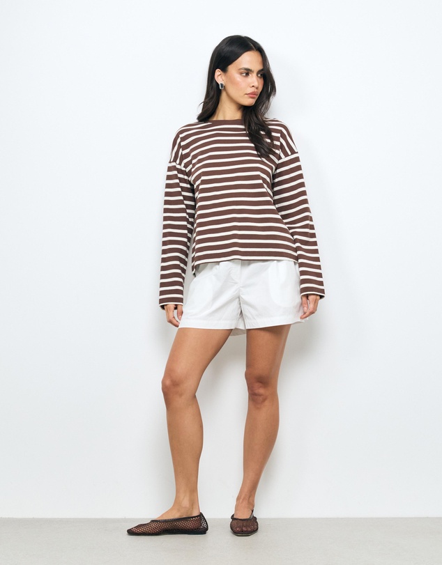 AERE - Sabrina Wide Leg Mid Waisted Shorts