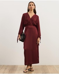 Atmos&Here - June Satin Split Sleeve Midi Dress