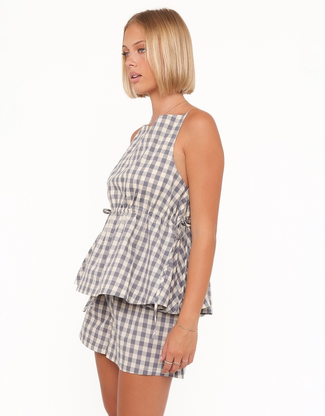 Petal & Pup - Rory Top - Slate Blue Gingham