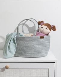 Living Textiles - Cotton Rope Storage Caddy with Divider - Sage