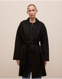 Trenery - Double Faced Wool Wrap Coat in Black