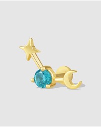 Wanderlust + Co - Birthstone Constellation Gold Flat Back Earring - Dec