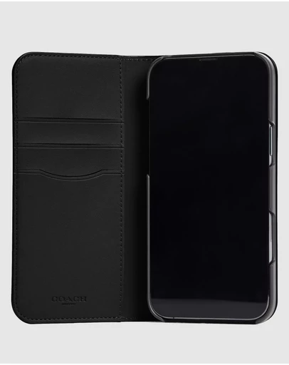 Coach - Coach Folio Case Signature Charcoal for iPhone 16