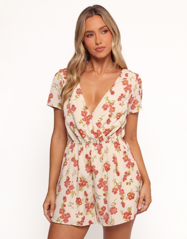 Petal & Pup - Zev Short Sleeve Playsuit - Ivory Floral