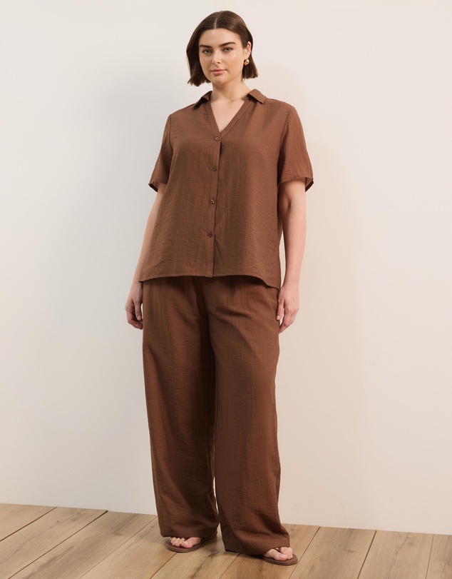 Atmos&Here Curvy - Josie Linen Blend Short Sleeve Shirt
