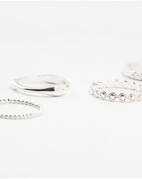 Lovisa - Silver Plated Molten Mixed Rings 5-Pack