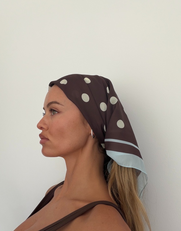 SSAINT - Polka Dot Head Scarf Brown & Blue