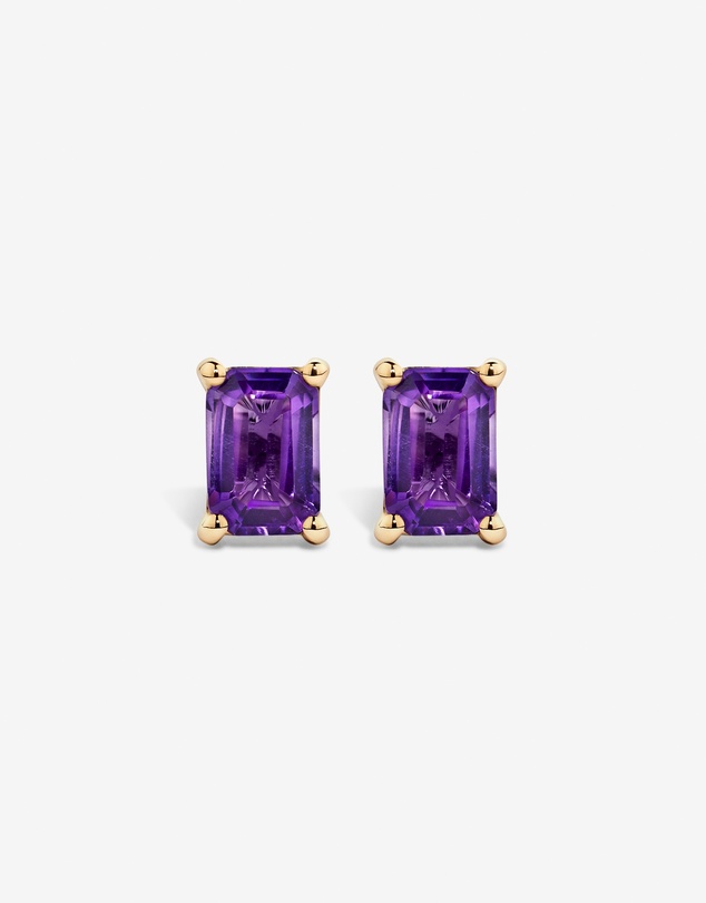 Michael Hill - Emerald Cut Amethyst Earrings in 10kt Yellow Gold