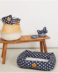 Mog & Bone - Bolster Dog Bed - Navy Cross