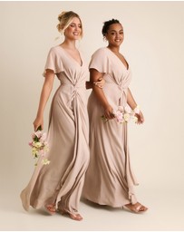 Six Stories - Knot Front Flutter Sleeve Chiffon Bridesmaid Dress