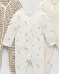 Purebaby - 4 Pack Zip Growsuit-Babies