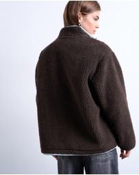 TOPSHOP - Borg Fleece Jacket with Contrast Piping