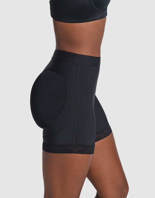 Leonisa - Mid-Rise Bottom-Lifting Shaper Shorts with Lace