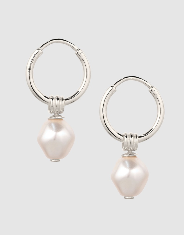 Kuzzoi - ICONIC EXCLUSIVE - Swarovski® Pearl Drop Hoop Earrings in 925 Silver