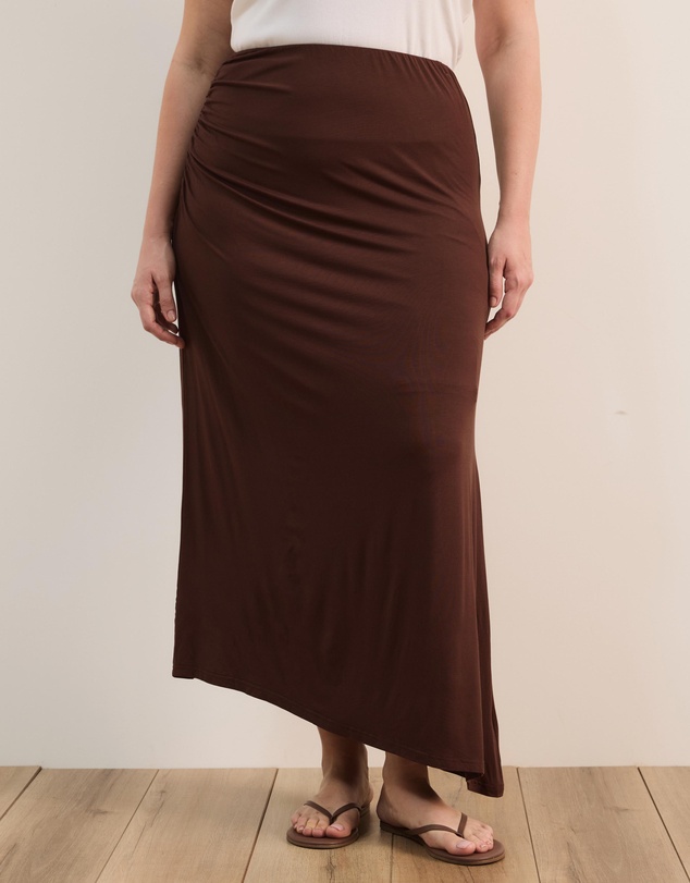 Atmos&Here Curvy - Tara Jersey Maxi Skirt with Gathers
