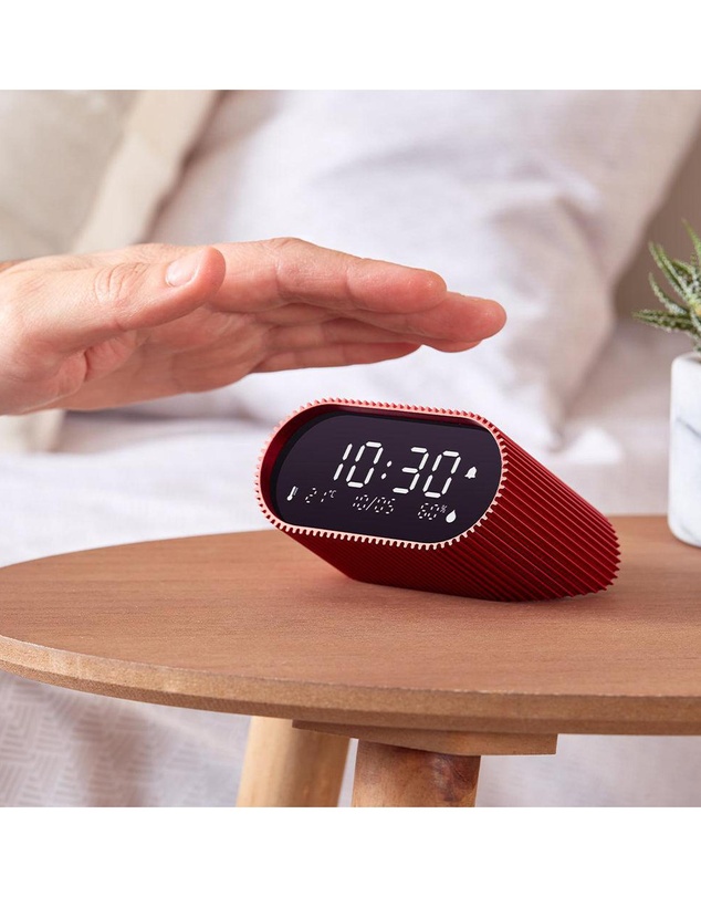 Lexon - Lexon Ray Clock Lcd Alarm Clock With Temperature / Humidity Display - Red