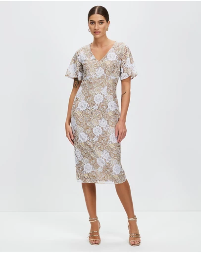 Pink Ruby - Glamerous Frill Sleeve Dress