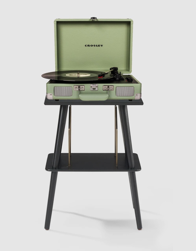 Crosley - Crosley Cruiser Bluetooth Portable Turntable - Mint + Crosley Entertainment Stand Bundle