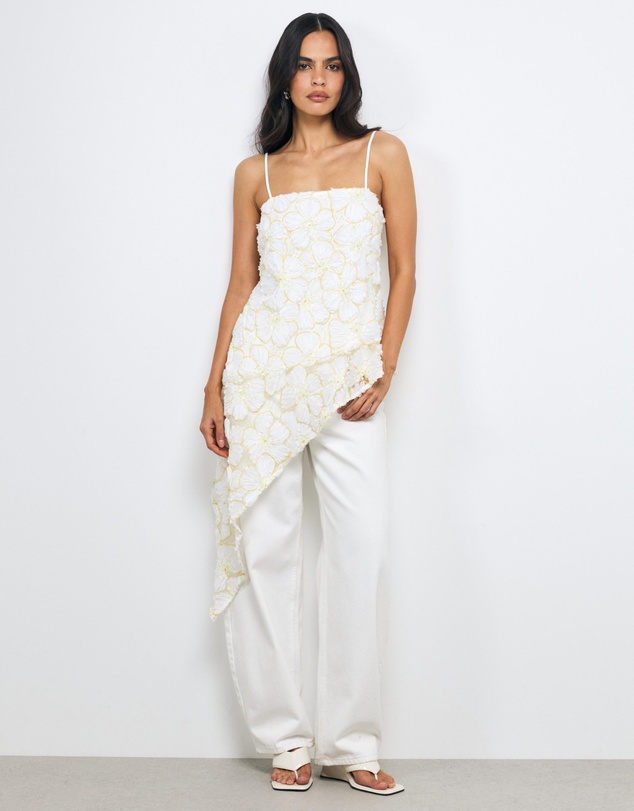 AERE - Loe Sequin Flower Cascade Top