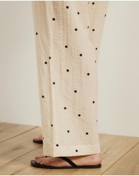 Atmos&Here Curvy - Bella Polka Dot Drawstring Linen Blend Pants
