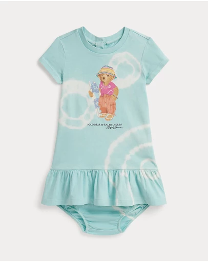 Polo Ralph Lauren - Tie-Dye Polo Bear Cotton Dress & Bloomers Set - Babies