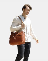 Pierre Cardin - Pierre Cardin Multi-Compartment Leather Computer Bag