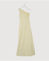 Revibe - Repaired CHANCERY Hallie Satin One Shoulder Drape Maxi Dress - AU 10