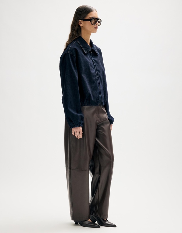 Minima Esenciales - Mara Bubble Hem Denim Bomber Jacket