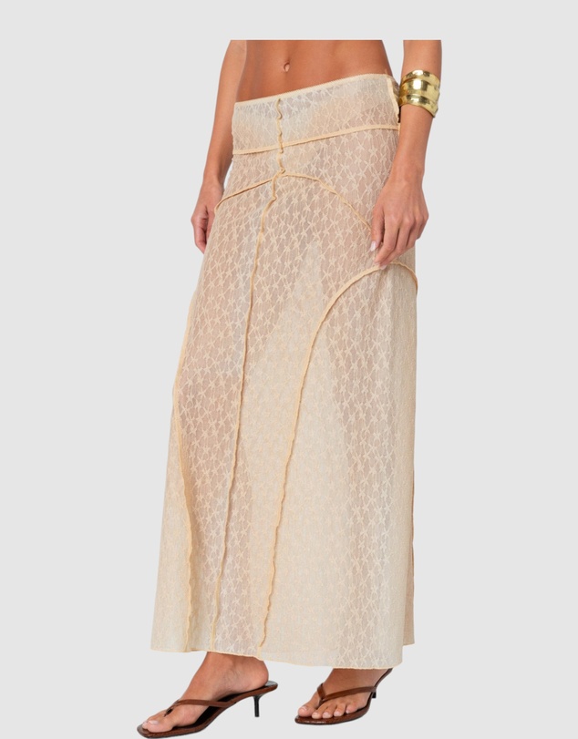 EDIKTED - Inside Out Sheer Lace Maxi Skirt