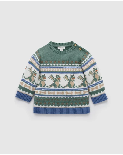 Purebaby - Dragon Fairisle Jumper -Kids-Babies