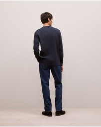 Trenery - Cotton Henley in Navy