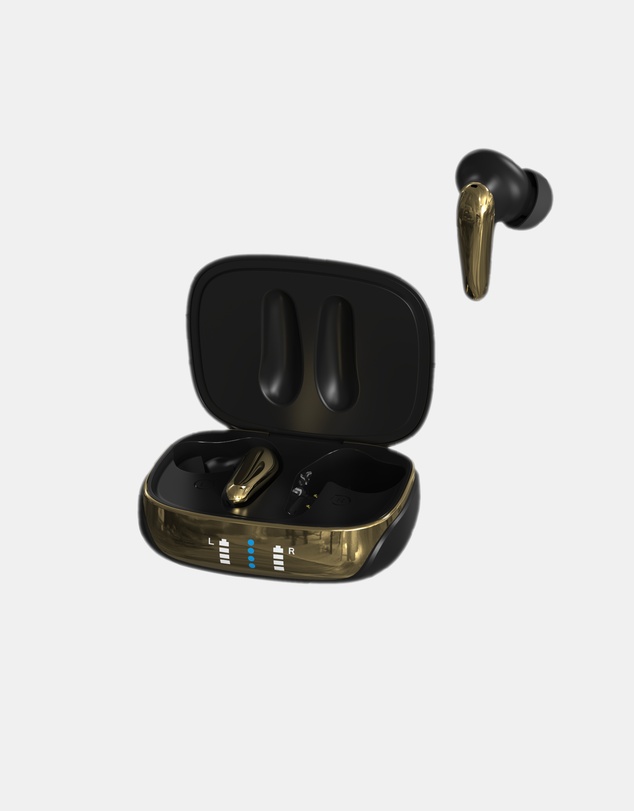 Friendie - AIR Focus ANC Matte Black and Gold Noise Cancelling Earbuds (True Wireless In Ear Headphones)