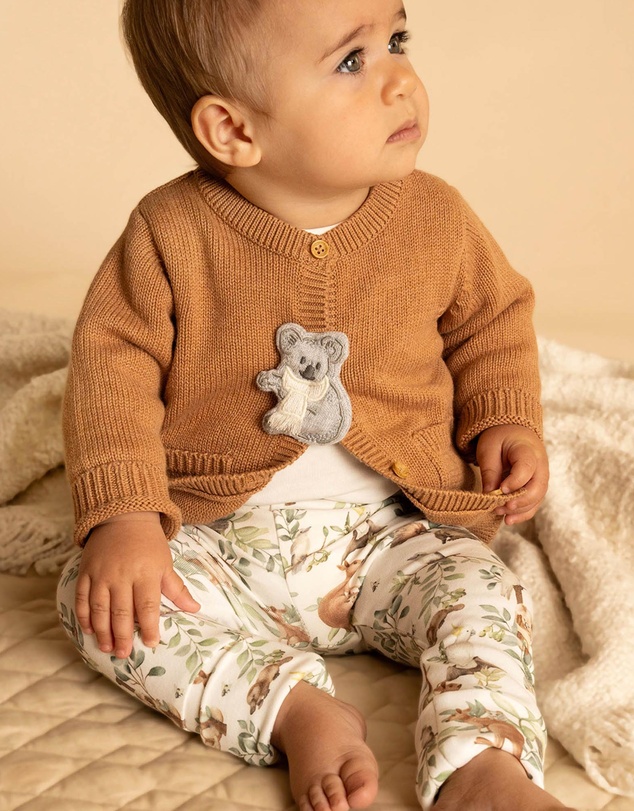 Bebe by Minihaha - Charlie Koala Organic Knitted Cardigan - Babies