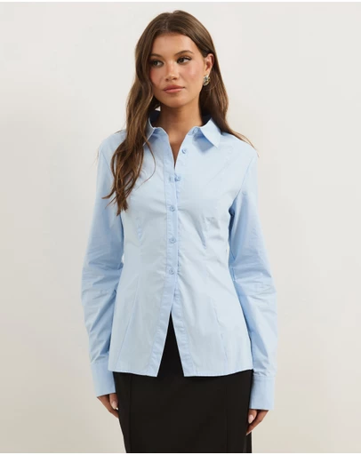 Atmos&Here - Amara Split Hem Structured Poplin Shirt