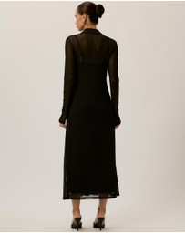 Tussah - Bonnie Ruched Waist Collar Midi Dress