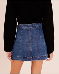 AERE - Denim Wrap Over Mini Skirt