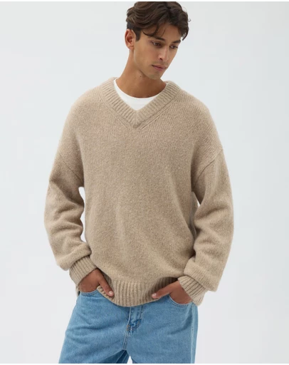 AERE - Wool Blend Slouched V-Neck Jumper