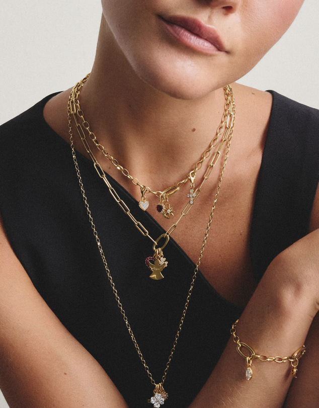 THOMAS SABO - Gold-Tone Stainless Steel Charm Club Necklace with Connect Link