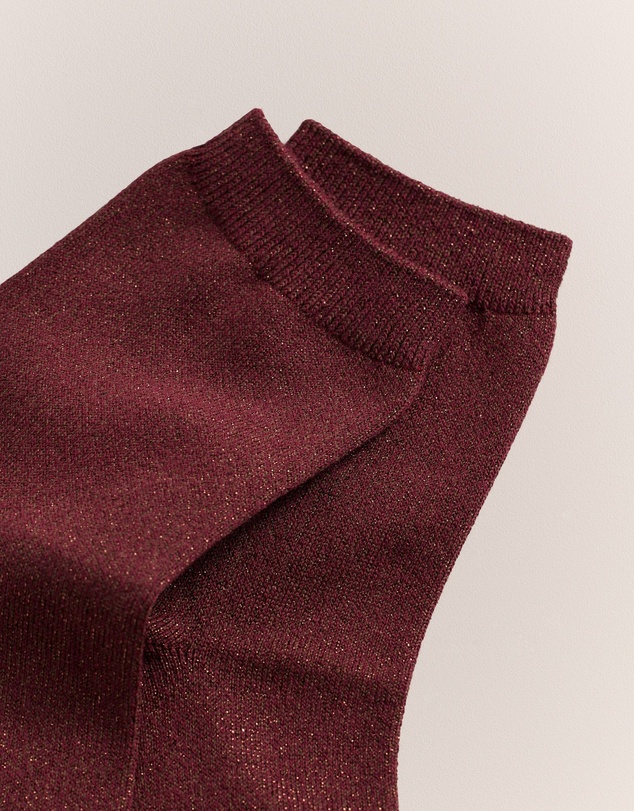 Trenery - Metallic Rib Crew Sock in Auburn