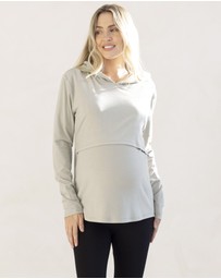 Angel Maternity - Maternity & Nursing Hoodie Breastfeeding Jumper-Pastel Green