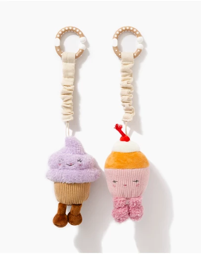 Living Textiles - 2 Pack Mini Market Brunch Stroller Toys - Ice Cream & Cupcake