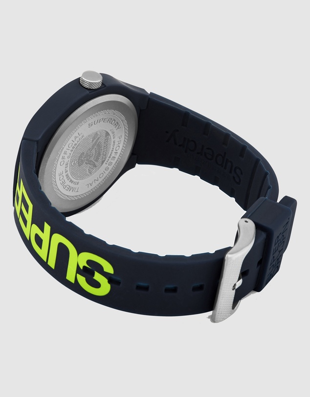 Superdry - Navy Silicone Green Print Watch