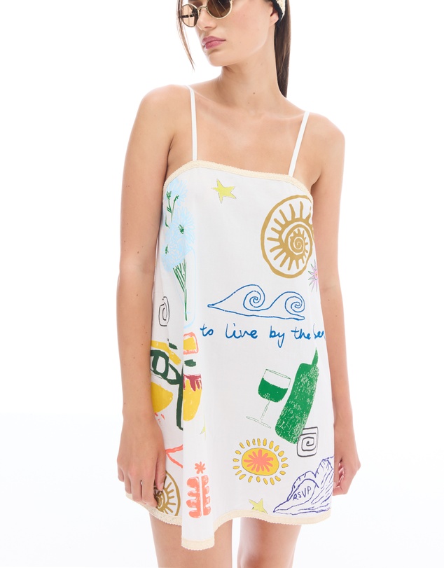 THE TALES - Illustrated Summer Cotton Slip Dress