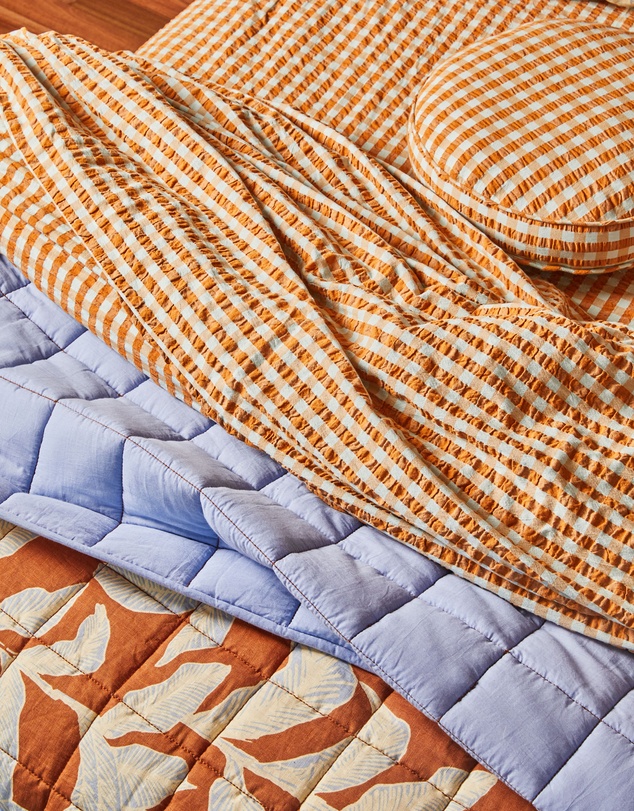 Mosey Me - Honey Blue Seersucker Flat Sheet