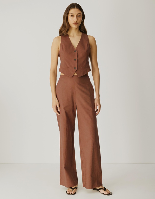 Atmos&Here - Yasmin Linen Blend Cross Back Vest