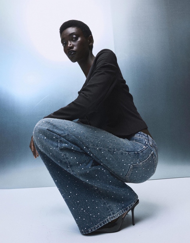 M.N.G - Wide-Leg Jeans With Rhinestones