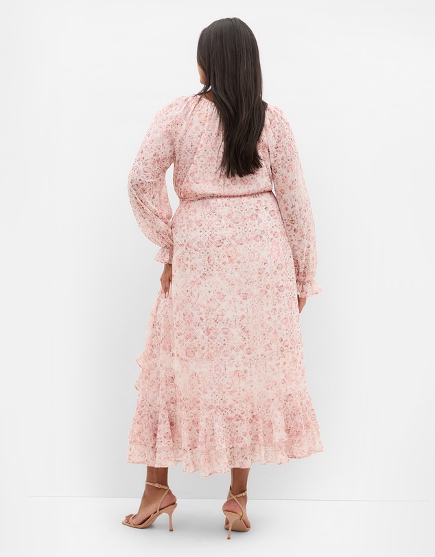 City Chic - Glam Frill Print Maxi Dress