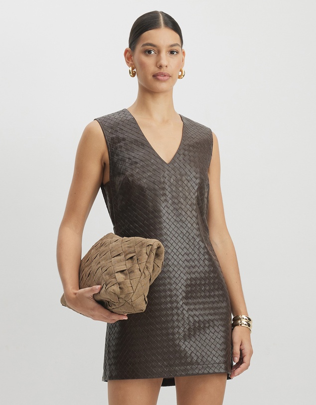 AERE - Junia Textured PU Shift Dress